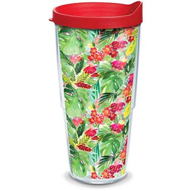Imagem de Tervis Yao Cheng - Copo de copo com isolamento térmico de parede dupla Tropical Bloom Made in USA mantém as bebidas frias e quentes, 680 g, clássico, 1 unidade (pacote com 1)