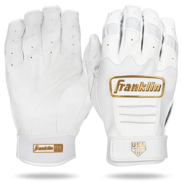 Imagem de Franklin Sports Luvas femininas de softbol dos EUA - CFX Pro Fastpitch + luvas de rebatedor para meninas Slowpitch - adulto + pares jovens - branco + ouro - meninas grandes