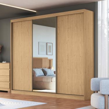 Imagem de Guarda Roupa Casal Flex com Espelho 3 Portas de Correr em MDF Imperial New Móveis Castro - Angelin/Duna/Angelin