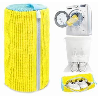 Imagem de Bolsa para máquina de lavar sapatos, bolsa de lavanderia para lavadora e secadora, bolsa reutilizável de limpeza de sapatos para tênis, com zíper autotravante, microfibra interna, inclui bolsa de