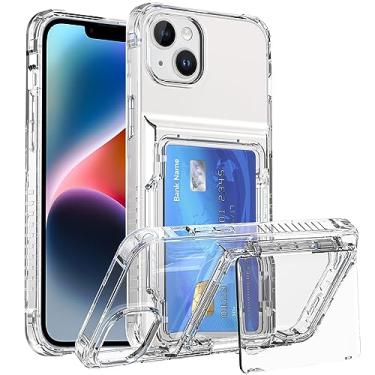 Imagem de SORAKA Capa transparente para iPhone 13/14 com porta-cartões,capa protetora 2 em 1 em acrílico transparente e TPU macio