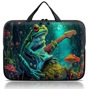 Imagem de Bolsa para laptop 14 15 15,4 15,4 15,6 polegadas, bolsa para notebook, capa macia compatível com Dell, Lenovo, Toshiba HP, Asus Notebook-Frog Play Guitar