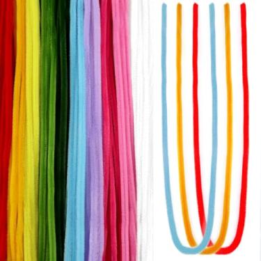 Imagem de TOAOB 100 peças de limpadores de cachimbo de comprimento longo, 10 cores, 61 cm de comprimento, caules de chenille difusos, artesanato, limpadores de cachimbos, flores, animais, para artesanato DIY