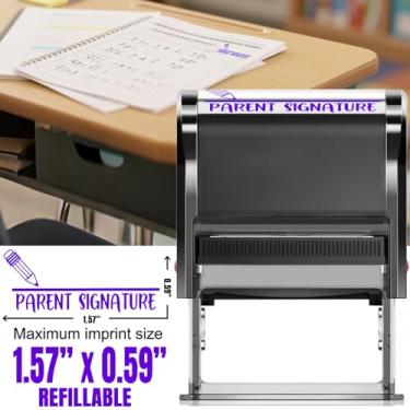 Imagem de Bertiveny Carimbos de assinatura de pais para professores escolares, autotinta, carimbos de assinatura para pais que assinam nomes que os professores devem ter, carimbos de professores para salas de
