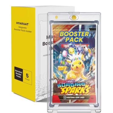 Imagem de HYARUAT Suporte magnético – Pacote com 5 unidades com um toque UV e sem ácido, estojo transparente para Magic Booster Packs
