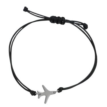 Imagem de Yardenfun Pulseira com pingente de avião para homens e meninos, pulseira de corda trançada, estilo simples, presente para