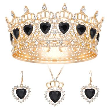 Imagem de Coroa de rainha com strass, coroas e tiaras de casamento para mulheres, acessórios de cabelo para festa de fantasia, coroa de aniversário de princesa, coroa de cristal para noivas, Large, Metal, fibra