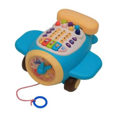 Imagem de Brinquedo Infantil Avião Musical com Piano Teclado Relógio Luz Zippy T