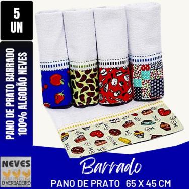 Imagem de Kit c/ 5 Pano De Prato Barrado Premium - Neves - Pé De Galinha - 45cm 