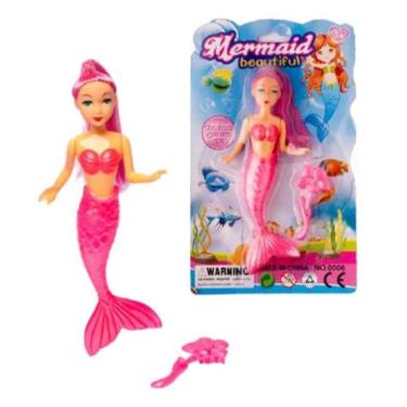Imagem de Boneca Sereia 21Cm Modelo Cabelo Colorido Cauda C/3