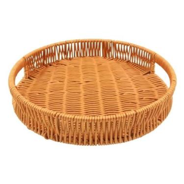 Imagem de Bandeja Organizadora Redonda Vime Para Servir Café Temperos - MM, Marr