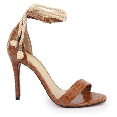 Imagem de Sandália VL Croco com Cordinha Bico Redondo e Salto Fino 8cm - Vitória