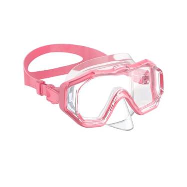 Imagem de W WSTOO Óculos de natação para crianças com cobertura de nariz, máscara de natação de mergulho com snorkel para jovens de 5 a 15 anos, lente de visão ampla com 3 janelas HD, antiestilhaçamento