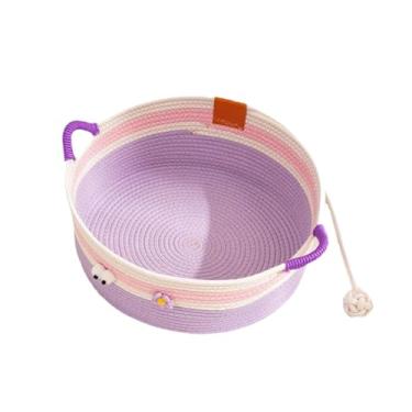 Imagem de Baoblaze Cama para gatos, cesta, arranhador para gatos, casa para todas as quatro estações, multifuncional, portátil, com bola de corda para brincar, cama para