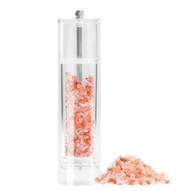 Imagem de Moedor de pimenta acrílica, saleiro e pimenteiro, moedor de pimenta, recarregável com rotor de cerâmica grosso ajustável (20 cm)