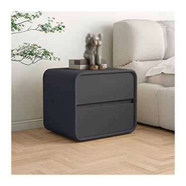 Imagem de Cômoda de gaveta mesa de cabeceira com 2 gavetas de armazenamento lateral moderna de couro de microfibra laranja mesa de cabeceira para quarto, 1 mesa de cabeceira cinza escuro, mesa de cabeceira 47