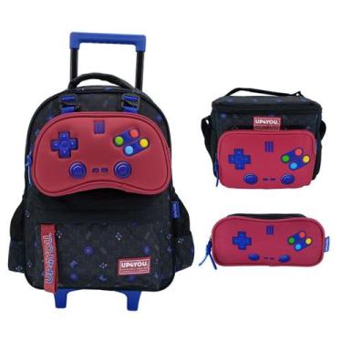 Imagem de Kit Mochila De Rodinha Game + Lancheira + Estojo 42202 - Maxlog, Preto