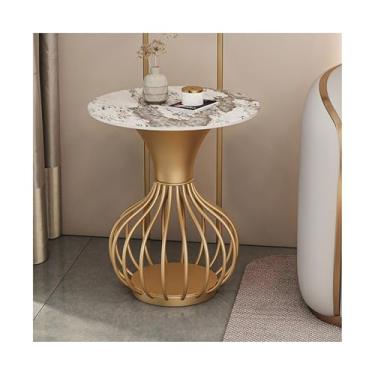 Imagem de Mesa de centro de design simples, mesa de canto redonda, lateral pequena para família, mesa de canto de café e chá para sala de estar, sala de jantar, quarto de cama, mesa lateral minimalista para