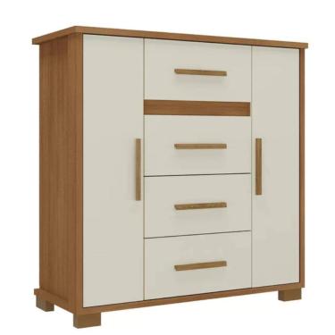 Imagem de Cômoda 4 Gavetas 2 Portas Kyra Rodial Cinamomo Off White