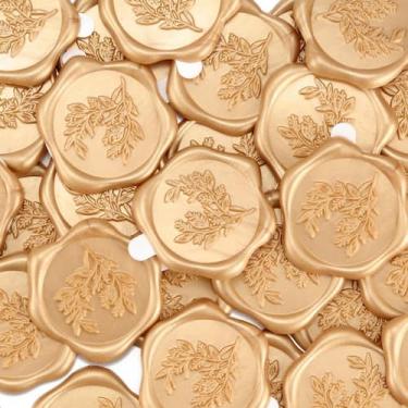 Imagem de Adesivos Yoption Eucalyptus Wax Seal, pacote com 50, ouro claro, 3 cm