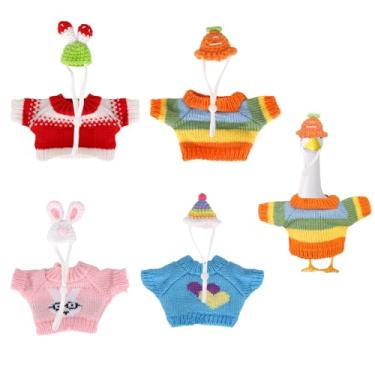 Imagem de 4 Set 17,78cm Roupas Ganso de Mesa, Camisa Chapéu Tricotado Fofo Mini Estátua Ganso Varanda Fantasia para Porta-Chaves Gansos Magnéticos