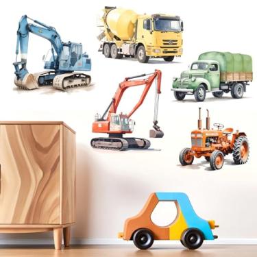 Imagem de Construction Car Wall Stickers for Boys: Peel and Stick Wall Decals for Kids Room Boy Bedroom Nursery Playroom - Ages 1-12 Years Vinyl Decor