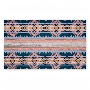 Imagem de Stupell Industries Tapete de porta geométrico Boho Vibe listrado impresso ao ar livre não tecido, design por Jennifer Ellory