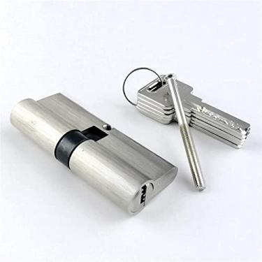 Imagem de Cilindro de fechadura de porta, fechadura de barril de porta, cilindro de bloqueio duplo aberto cilindro de segurança para janela de sala de estar maçaneta de chave de latão personalizada (75 mm (37,5