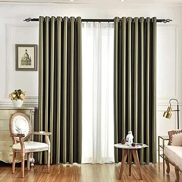 Imagem de Cortina blackout para sala de estar, cortinas de janela de cetim com ilhós, cortinas de janela de privacidade com isolamento térmico para quarto 1 painel - verde oliva 330 x 270 cm