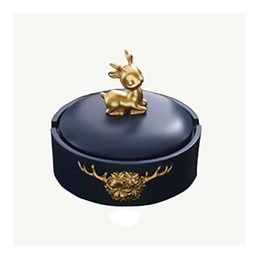 Imagem de Cinzeiros à prova de vento para cigarros cinzeiro de veado nórdico retrô com tampa resina criativa com forro de vidro cinzeiro mobiliário doméstico decoração presentes decoração de bancada suporte de