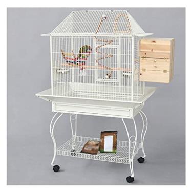 Imagem de Gaiola de papagaio com caixa de reprodução e chassi móvel branca grande gaiola para papagaios pequenos, tentilhões, gaiola de pássaro papagaio Lovebirds