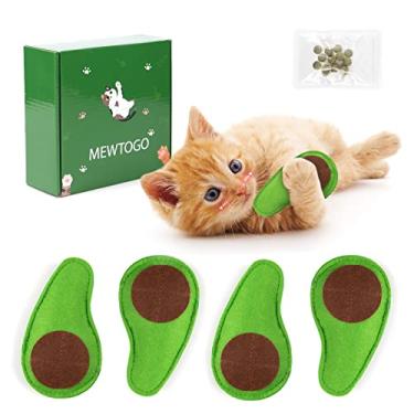 Imagem de 4 peças de brinquedos para gatos com 12 bolas de erva-dos-gatos – brinquedo engraçado para gatos de abacate, brinquedo de mastigação interativo natural e saudável ótimo presente para gatos internos e