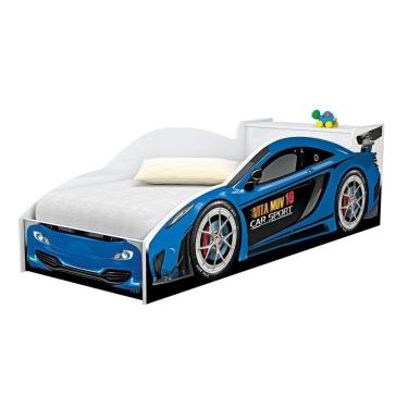 Imagem de Cama Carro Azul Infantil Com Baú