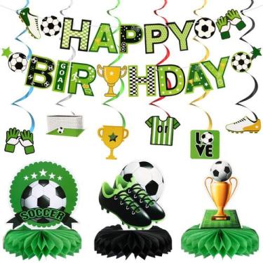Imagem de Decorações de festa de aniversário de futebol Hanaive 16 unidades para