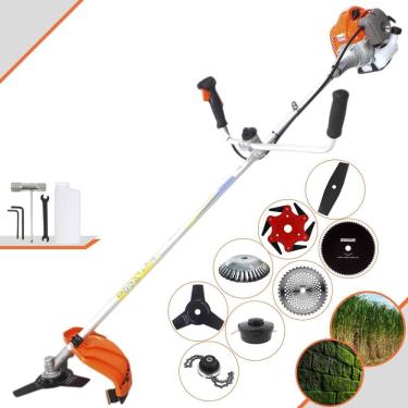 Imagem de Cortador de Grama Completa À Gasolina Vulcan VR430P 2 Tempos 43cc 1,7HP Alta Performance Roçadeira Com Carretel de Nylon e Kit de 7 Opções de Corte