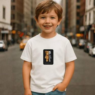 Imagem de Camiseta Infantil Estampada Criativa Algodão Leve Preto e Branco Para 