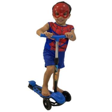 Imagem de Patinete Radical New Infantil Menino + Fantasia Homem Aranha - DM Toys