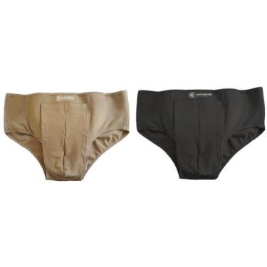 Imagem de Kit com 2 Cuecas Inguinal Dupla Ortocenter- Bege e Preta, GG