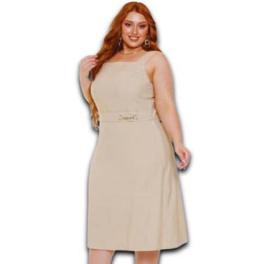 Imagem de Vestido Midi Plus Size Regata Toscana com Fivela Fake e Alça com Elast