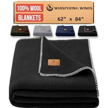 Imagem de Cobertor 100% lã – Cobertor premium ultramacio, grosso, quente, grande, 152 x 213 cm, cobertor de cama e acampamento para ambientes internos, externos, arbustos e sobrevivência