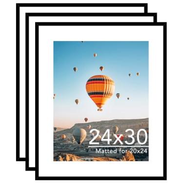 Imagem de JCJMY Porta-retrato 61 x 76 cm com conjunto de 3 tapetes de 50 x 61 cm, tela de 50 x 61 cm com tapete ou 61 x 76 cm sem tapete, moldura grande para pôster 61 x 76 cm com acrílico, pacote com 3, preto