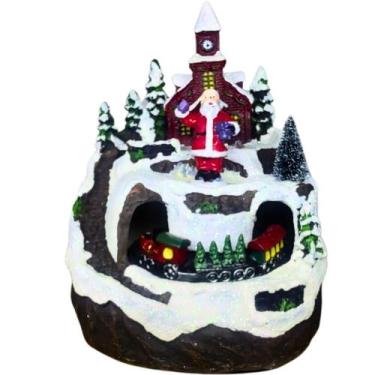 Imagem de Trem Vila Natalina Elétrico Musical Natal Em Resina Luxo - MERRY CHRIS