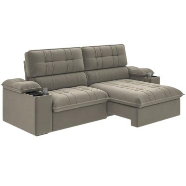 Imagem de Sofá Retrátil e Reclinável 3 Lugares 2,10m c/ Porta Copos Slim