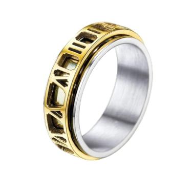 Imagem de Anéis femininos de ansiedade para mulheres e homens, lua estrela/anel giratório numérico, 08, Aço inoxidável, Sem pedra preciosa