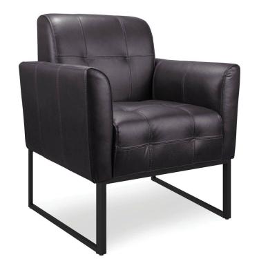 Imagem de Poltrona Bia Couro Marrom A102 Base Metálica Industrial Preto - D'rossi