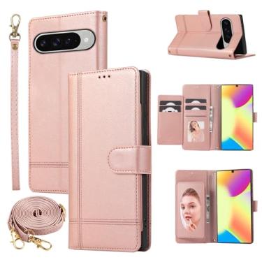 Imagem de Dswteny Compatível com Google Pixel 9/9 Pro/10/10 Pro 5G Capa carteira com alça transversal, capa de celular flip de couro sintético espelhado para Pixel9 9Pro/Pixel10 10Pro Nove Dez Mulheres Homens