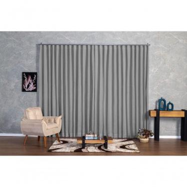 Imagem de Cortina Microfibra Com Linho 2,80x2,80 Para Trilho Duplo cinza