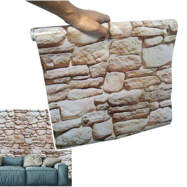 Imagem de Papel de Parede Pedras Marrom Autoadesivo Fosco Vinil
