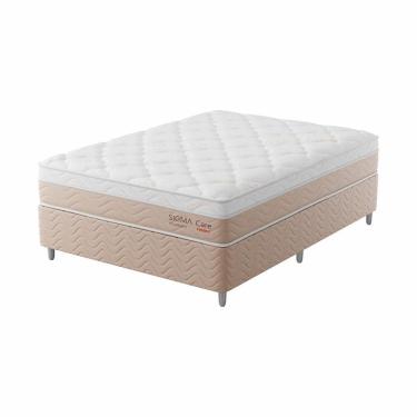 Imagem de Cama Box com Colchão Casal Sigma Care (23x138x188) Bege e Branco