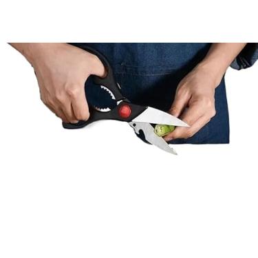 Imagem de Tesoura Multifuncional Para Corte Alimentos Legumes Peixes Frangos Verdura Aço Inoxidável Utensílios (Cabo Preto)